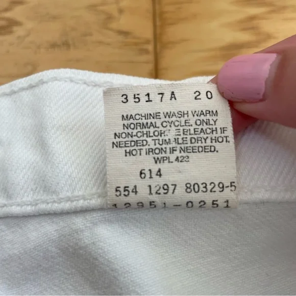 Vintage 90s Orange Tab Levi’s 950 Tapered Leg Jeans White Wash Size 8 - Picture 7 of 16